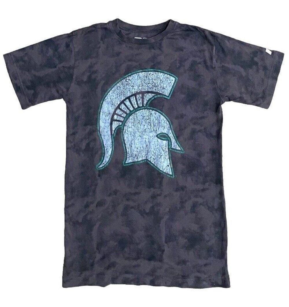 Michigan State Spartans Mens S Gray Tie Dye Graphic T Shirt MSU NCAA Football